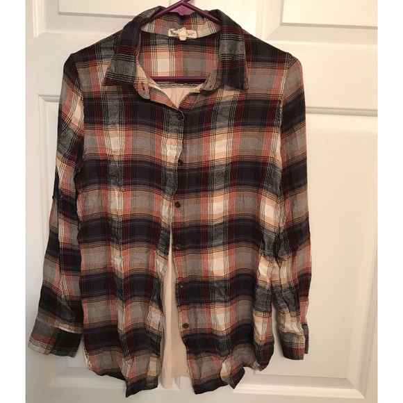 About A Girl Tops - about a girl Plaid Button Down Shirt Sz S